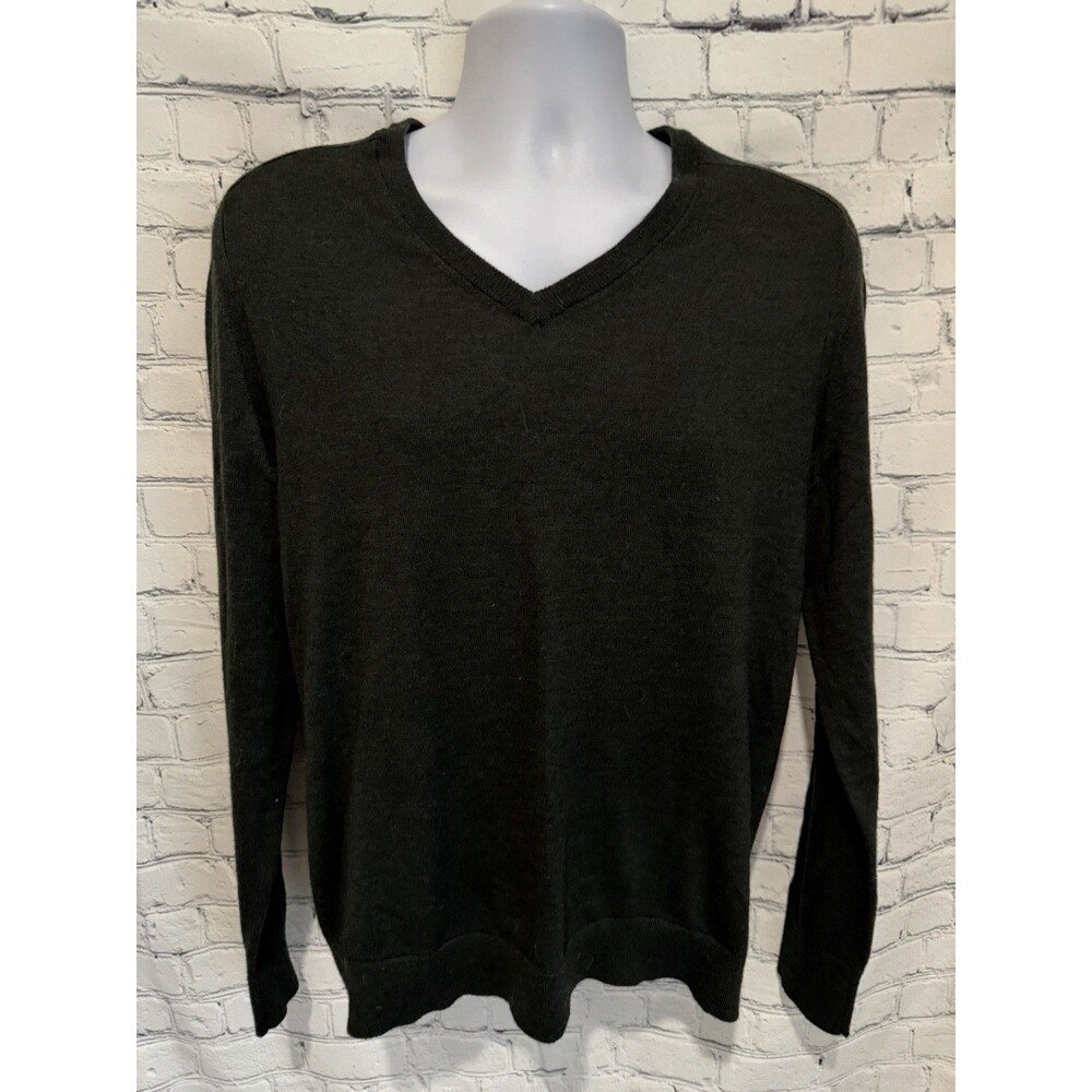 Express Men's Sweater V-neck Long Sleeve Modern Fit Merino Wool Blend Large
